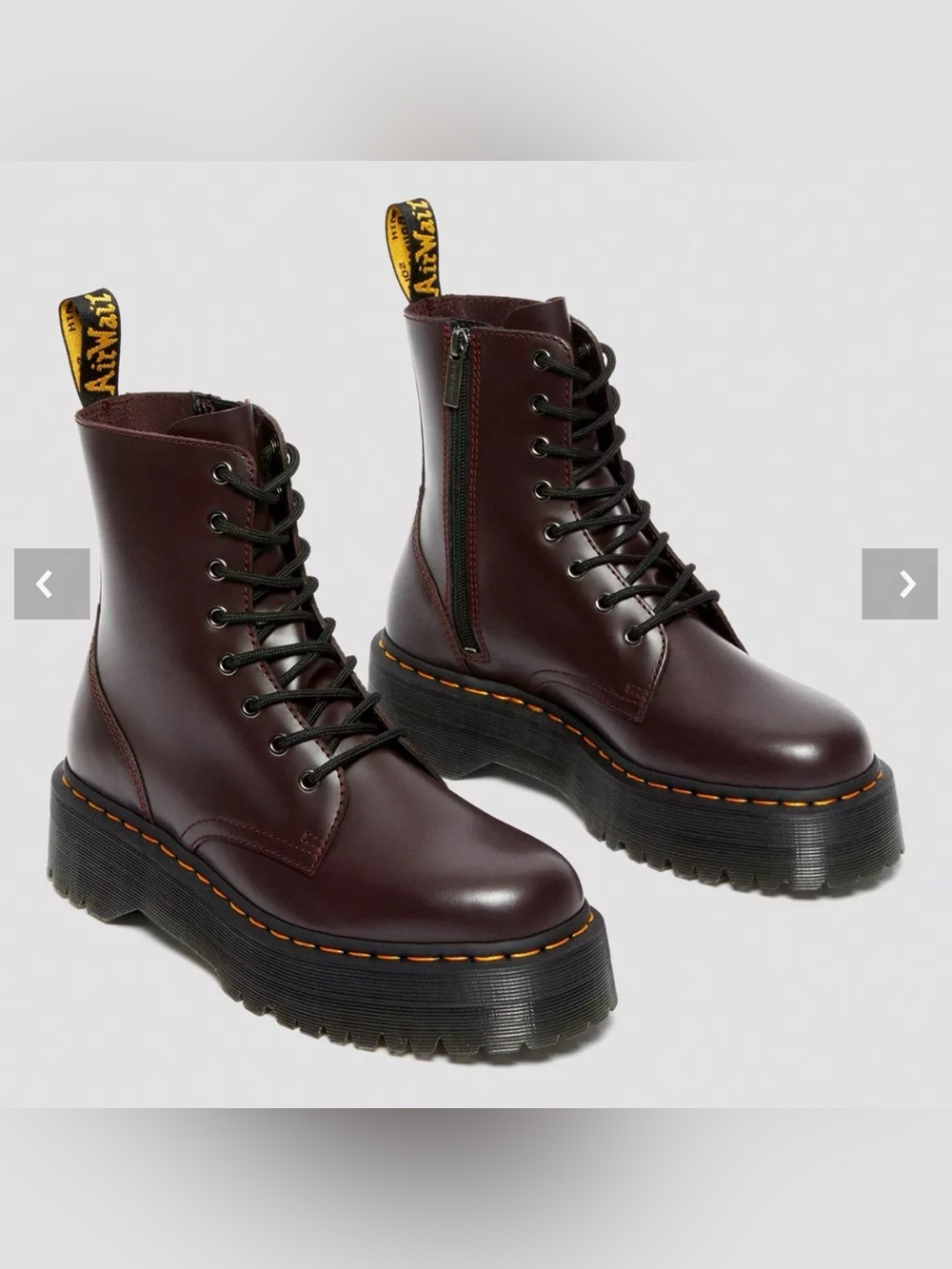 Dr. Martens Jadon Burgundy Smooth Leather Platform Boots